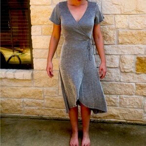 Caution To The Wind Black and White Striped Midi Dress Size Medium